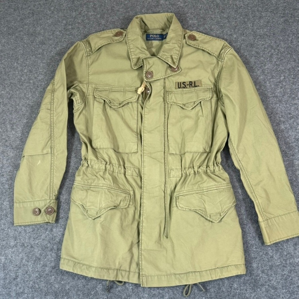 Polo Ralph Lauren Womens Military Field Jacket Olive Green‎ Cotton XS Barn Work
